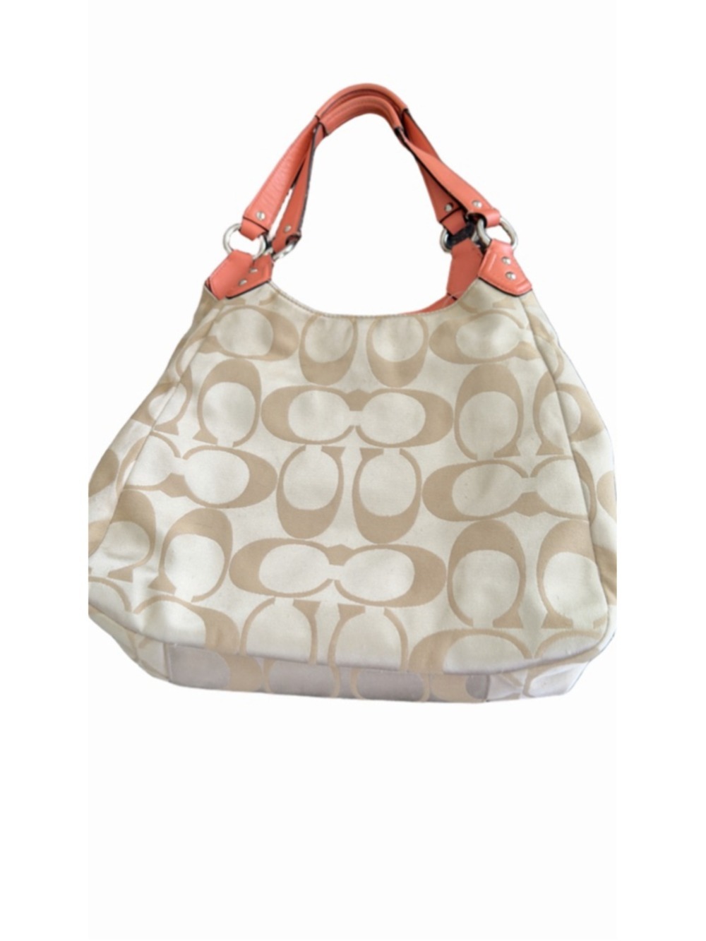 Coach Campbell Signature Hobo Bag - Light Khaki/Coral - Picture 5 of 10